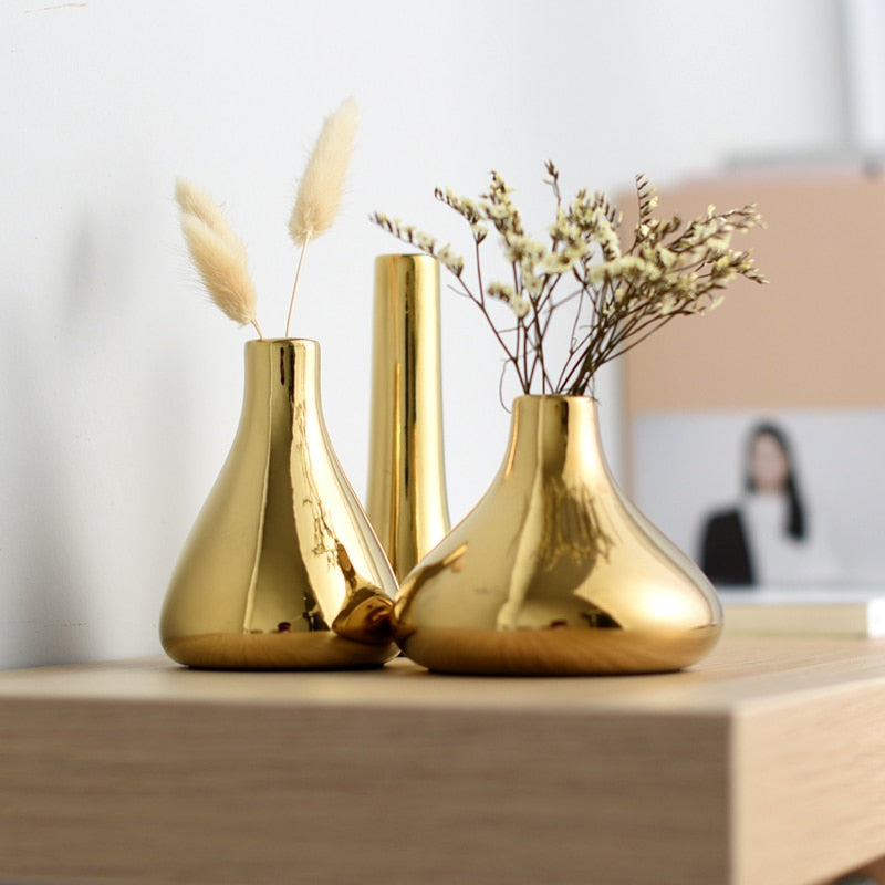 Golden Mini Ceramic Vase